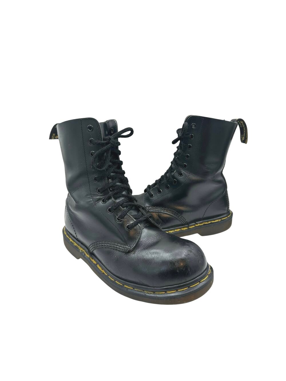 Vtg Dr Doc Martens 133 Men size 6 Steel Toe 10 Eye Boots England Black